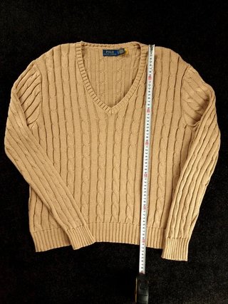Sweater Cable Knit Polo Ralph Lauren Women L Beige