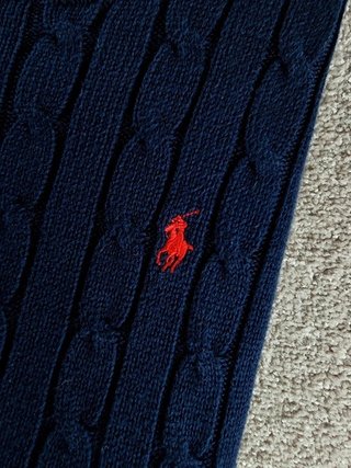 Sweater Cable Knit Polo Ralph Lauren Women L Blue