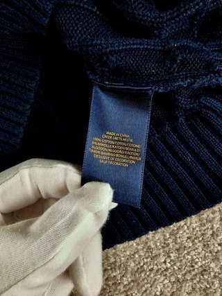 Sweater Cable Knit Polo Ralph Lauren Women L Blue