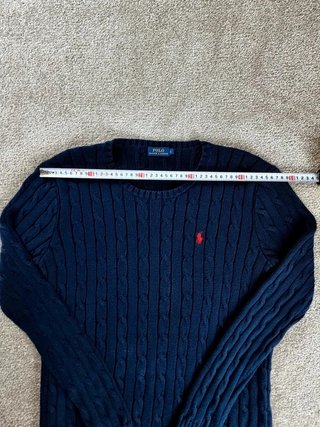 Sweater Cable Knit Polo Ralph Lauren Women L Blue