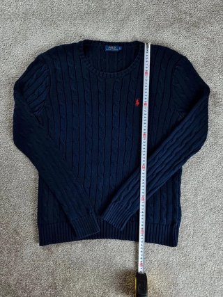 Sweater Cable Knit Polo Ralph Lauren Women L Blue