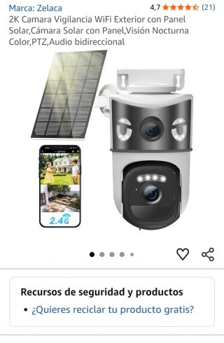 Cámara de Vigilancia WiFi 2K con Panel Solar
