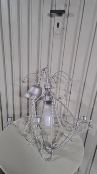 Lámpara colgante de cristal y metal