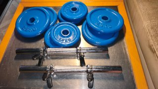 2 Mancuernas Ajustables + 4 de 2.5kg + 4 de 1.5kg