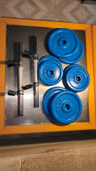 2 Mancuernas Ajustables + 4 de 2.5kg + 4 de 1.5kg