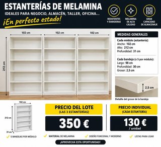 Lote de 3 Estanterías Blancas