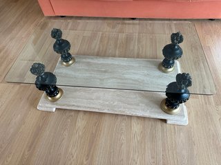 Mesa de Centro de Cristal y Mármol