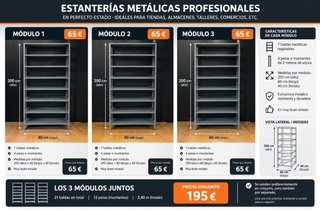 3 Estanterías Metálicas Profesionales
