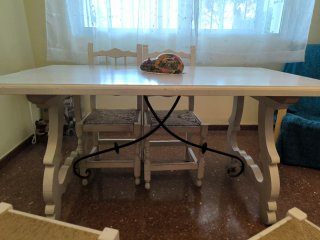 Mesa de Salón de Madera Blanca