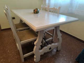 Mesa de Salón de Madera Blanca