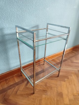 Mesa auxiliar cristal y metal