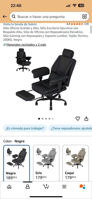 Silla de Oficina Grande y Alta