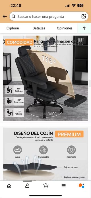 Silla de Oficina Grande y Alta