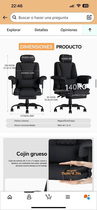 Silla de Oficina Grande y Alta