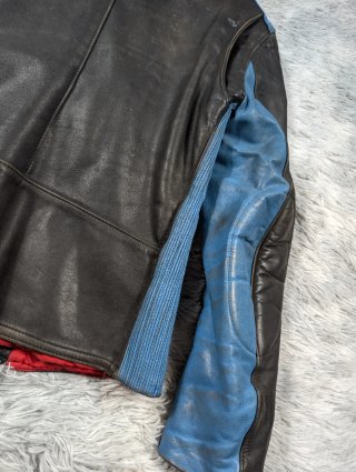 Segura Cazadora Cuero Cafe Racer Azul Vintage Moto