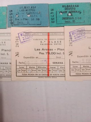 Lote 7 billetes ferrocarriles Bilbao antiguos