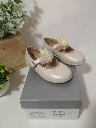 Sapatos Criança Tam 24 Bege Novo