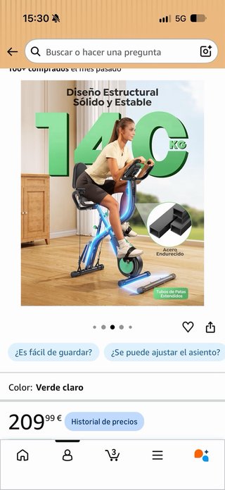Bicicleta Estática Plegable 5 en 1 con Respaldo
