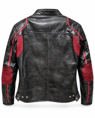 Chaqueta de cuero negra y roja
