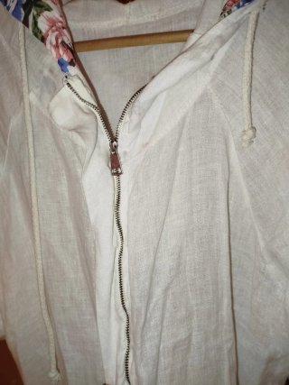 Chaqueta Lino Blanca con Capucha