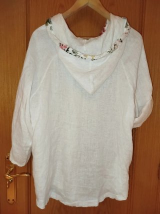 Chaqueta Lino Blanca con Capucha