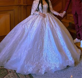Vestido Novia Princesa Pedrería Plata
