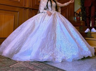 Vestido Novia Princesa Pedrería Plata