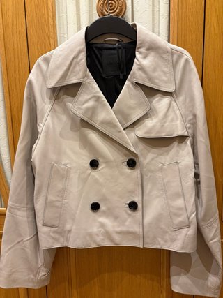 Chaqueta Mango Piel Beige Doble Botonadura