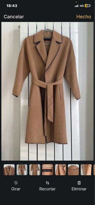 Abrigo Zara Lana Camel Doble Faz T S