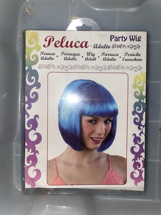 Peluca Azul Corta Disfraz Carnaval Halloween