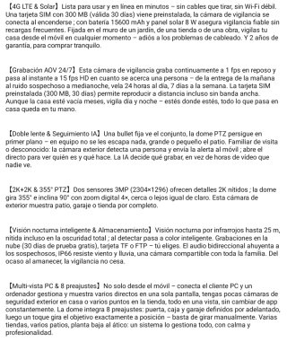 Cámara de Vigilancia Exterior Solar 4G Ctronics