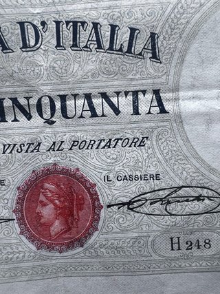 Banconota 50 Lire Barbetti 1896 Banca d'Italia