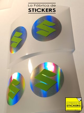 4 Pegatinas SUZUKI Vinilo Holográfico y Verde