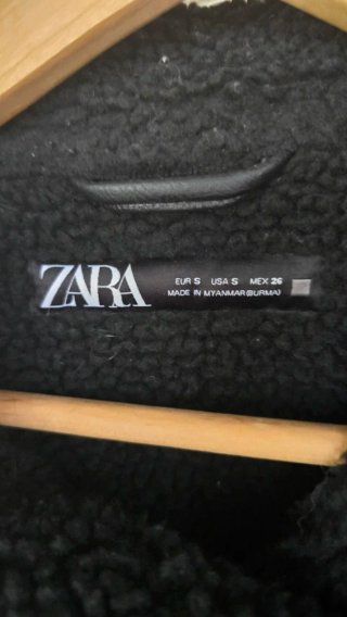 Zara Chaquetón Negro Pelito Talla s