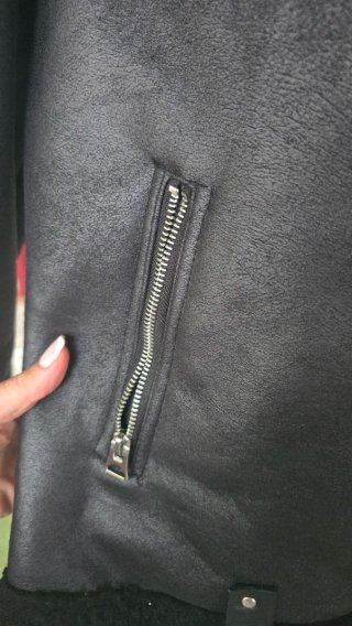 Zara Chaquetón Negro Pelito Talla s