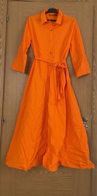 Vestido Camisero Largo Naranja
