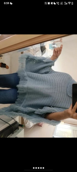 Capa Poncho de Punto Azul