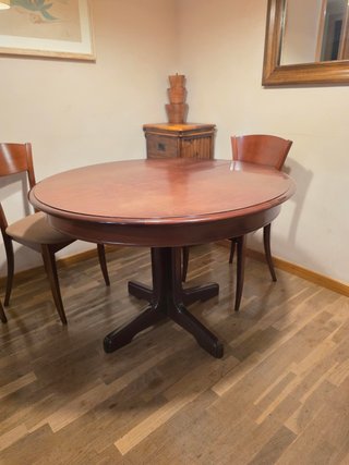 Mesa redonda madera 110cm. Extensible 45 cm