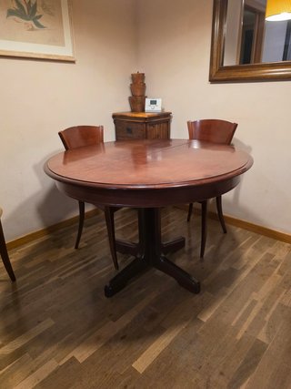 Mesa redonda madera 110cm. Extensible 45 cm
