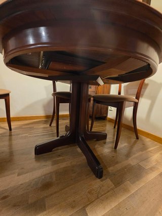 Mesa redonda madera 110cm. Extensible 45 cm