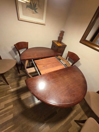 Mesa redonda madera 110cm. Extensible 45 cm