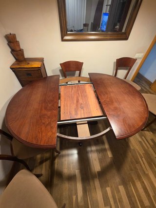 Mesa redonda madera 110cm. Extensible 45 cm