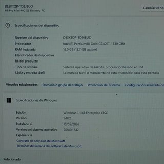 PC Mini HP Pro 400 G9 16GB RAM 256GB