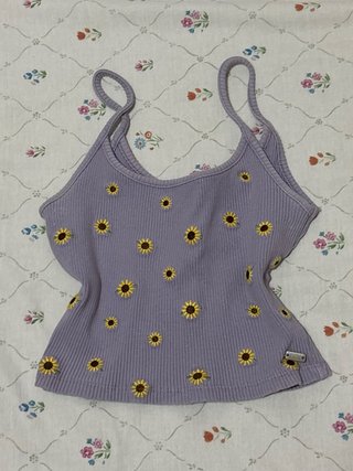 Top tirantes morado con girasoles