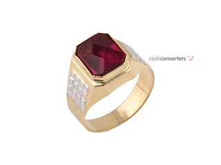 sello oro 18k con piedra con circonita