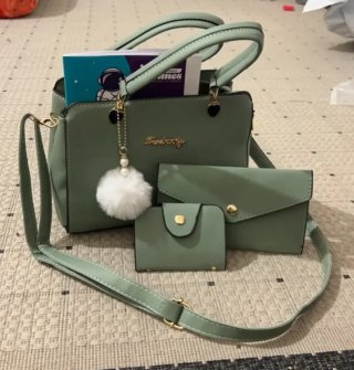 Juego de bolsos de mano y cartera verde