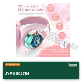 JYPS Auriculares inalámbricos Bluetooth niños rosa