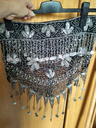 Falda para Danza del Vientre Negra y Plateada