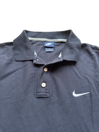 Nike Polo XL Negro Vintage Retro Swoosh Bordado Y2