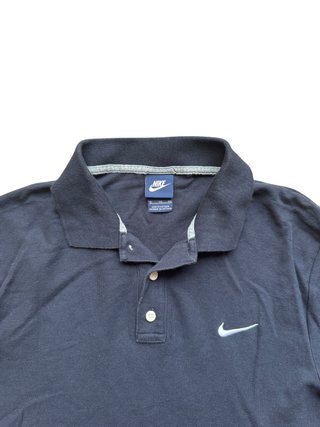 Nike Polo XL Negro Vintage Retro Swoosh Bordado Y2